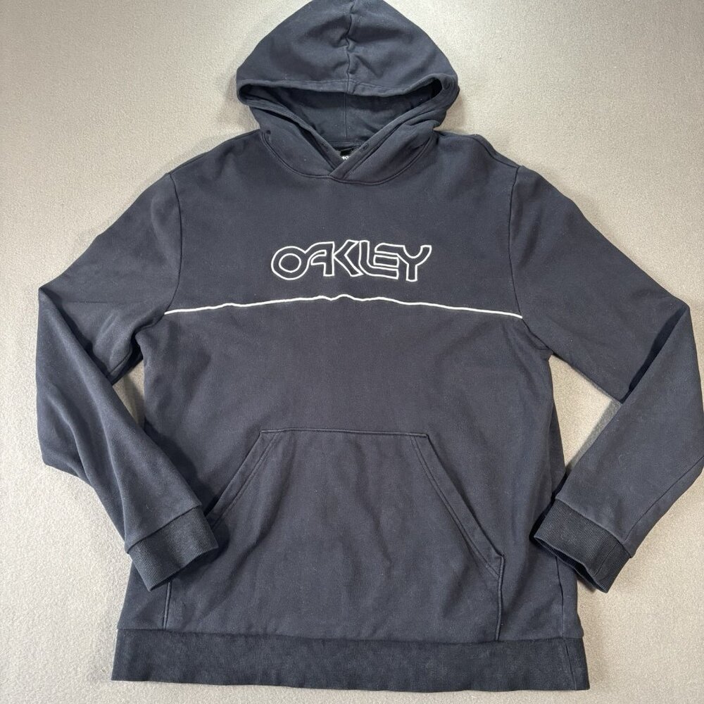 Vintage Y2K Oakley Embroidered Blackout Hoodie Mens XL Streetwear Skate‎ Retro